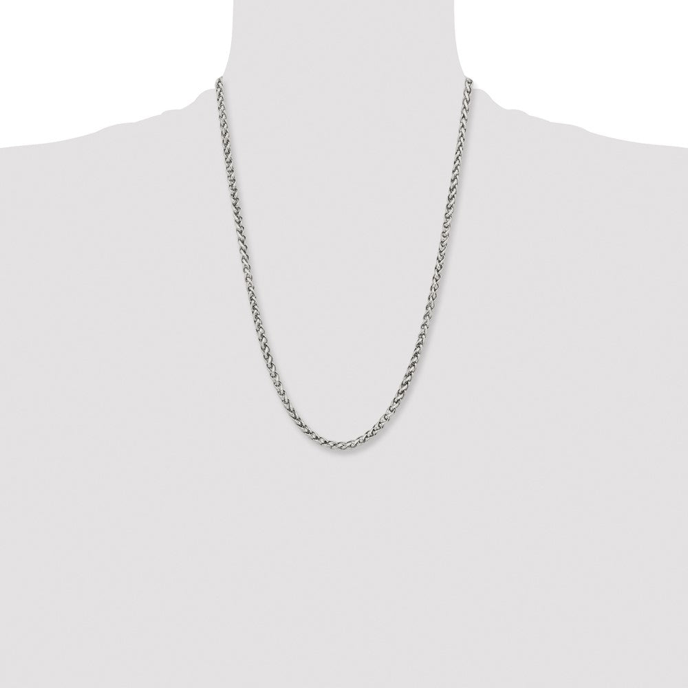 Stainless Steel Polished 5mm 24in Wheat Chain