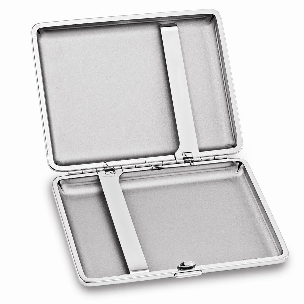 Black Lizard Texture Leather (Holds 20-100mm) Silver-tone Cigarette /Card Case QGM4995