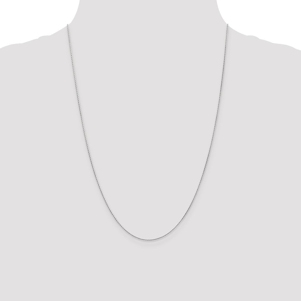 14K White Gold 24 inch .7mm Round Parisian Wheat with Lobster Clasp Chain