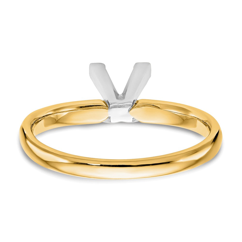 14k Two-Tone 5.5mm Medium-Weight Comfort-Fit V-End Princess Solitaire Ring Mounting