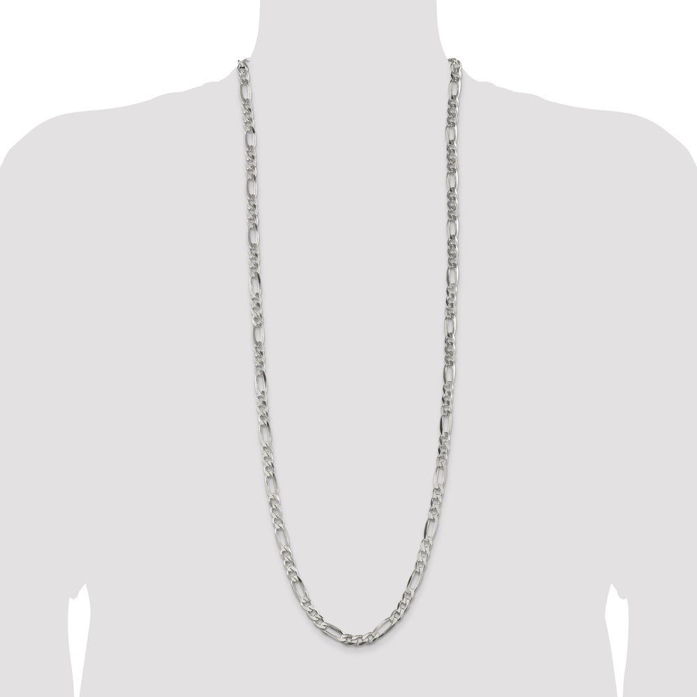 Sterling Silver 6.75mm Figaro Chain 36 Inches