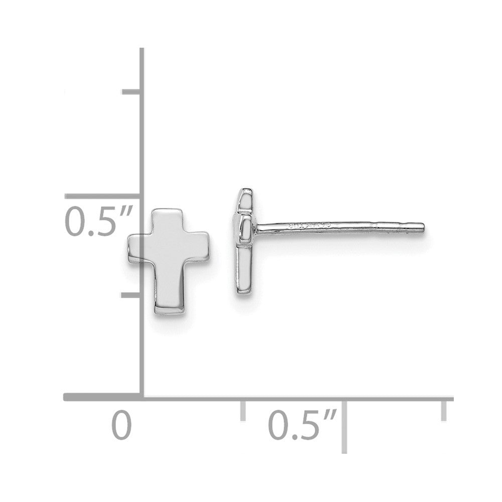 14K White Gold Polished Cross Post Earrings