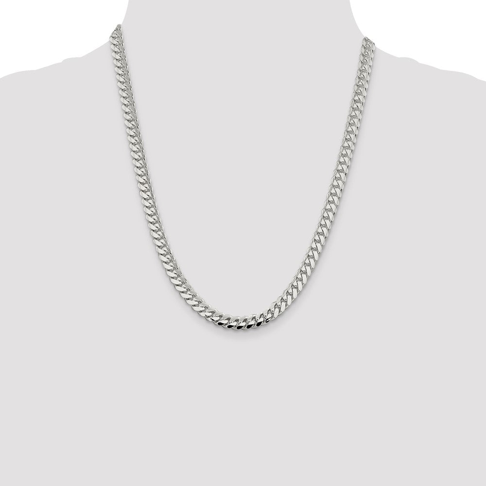 Sterling Silver 7.0mm Polished Domed Curb Chain 22 Inches