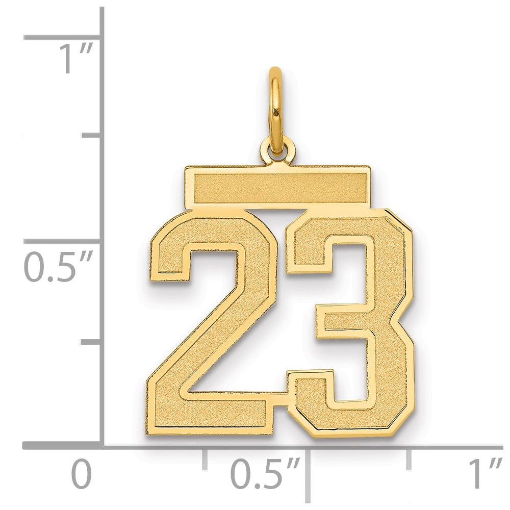 14k Medium Satin Number 23 Charm