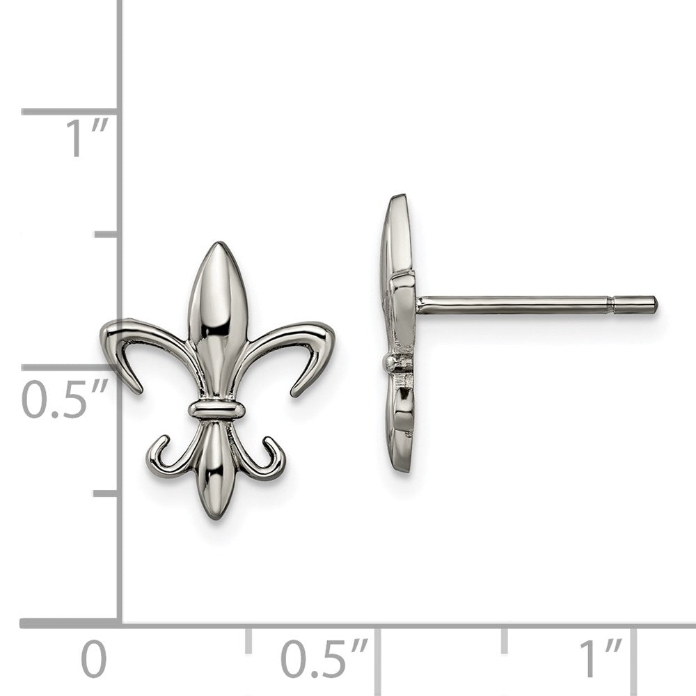 Titanium Polished Fleur de lis Post Earrings