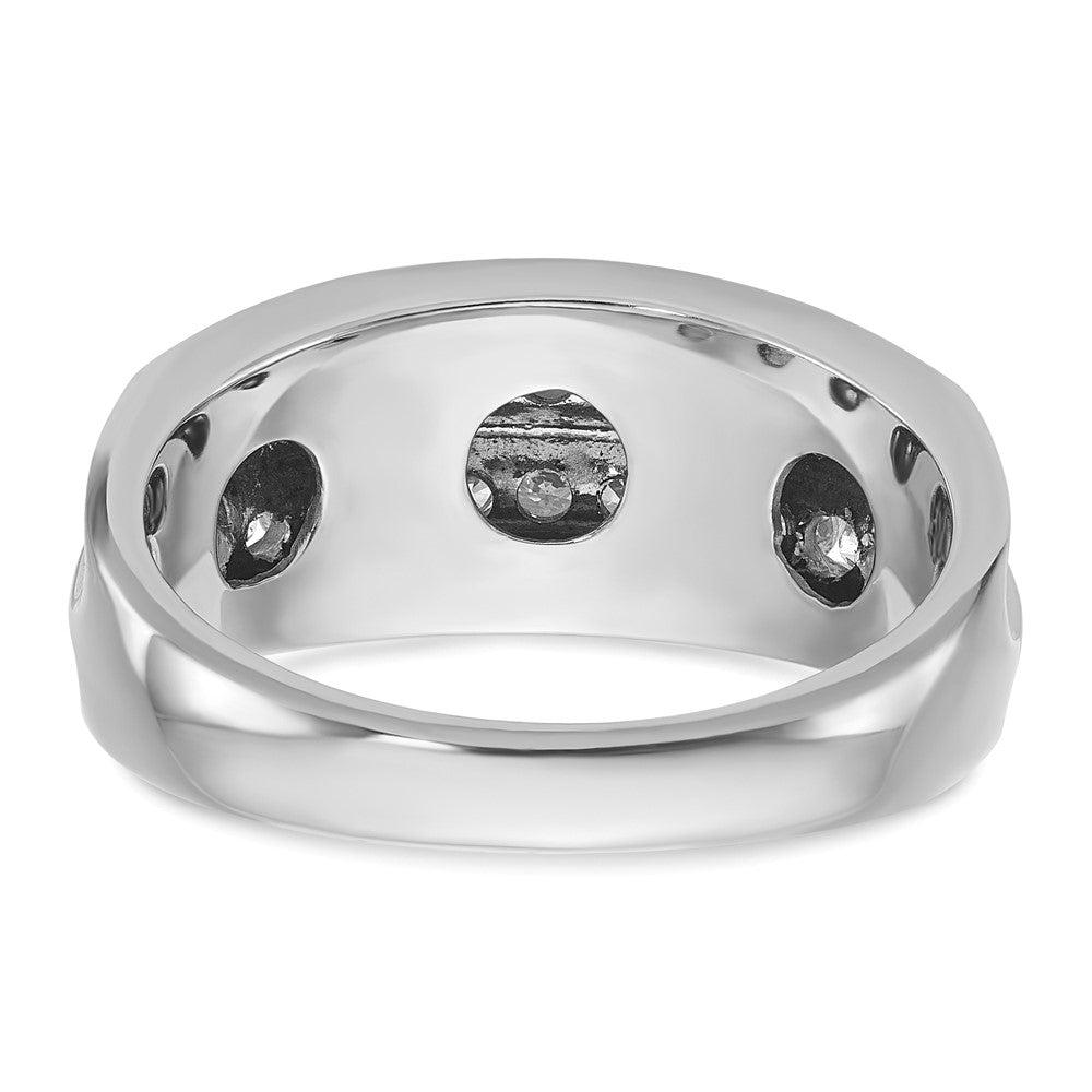 IBGoodman 14k White Gold Men's Polished Satin and Grooved 2-Row Ring Mounting