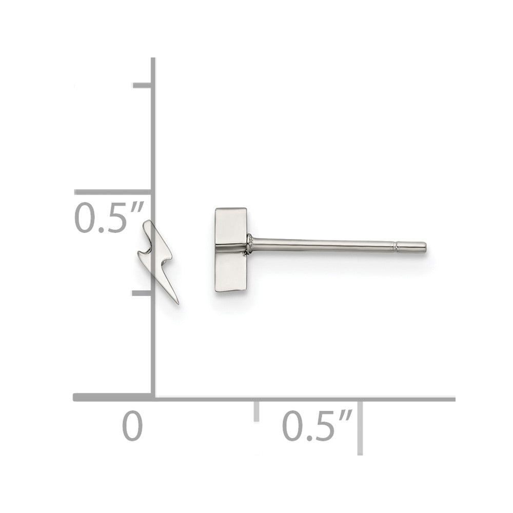 Stainless Steel Polished Lightning Bolt Post Earrings