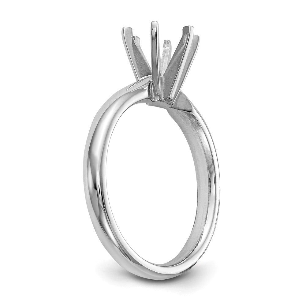 14k White Gold 3/4 carat Medium-Weight Comfort-Fit 6-Prong Round Solitaire Ring Mounting