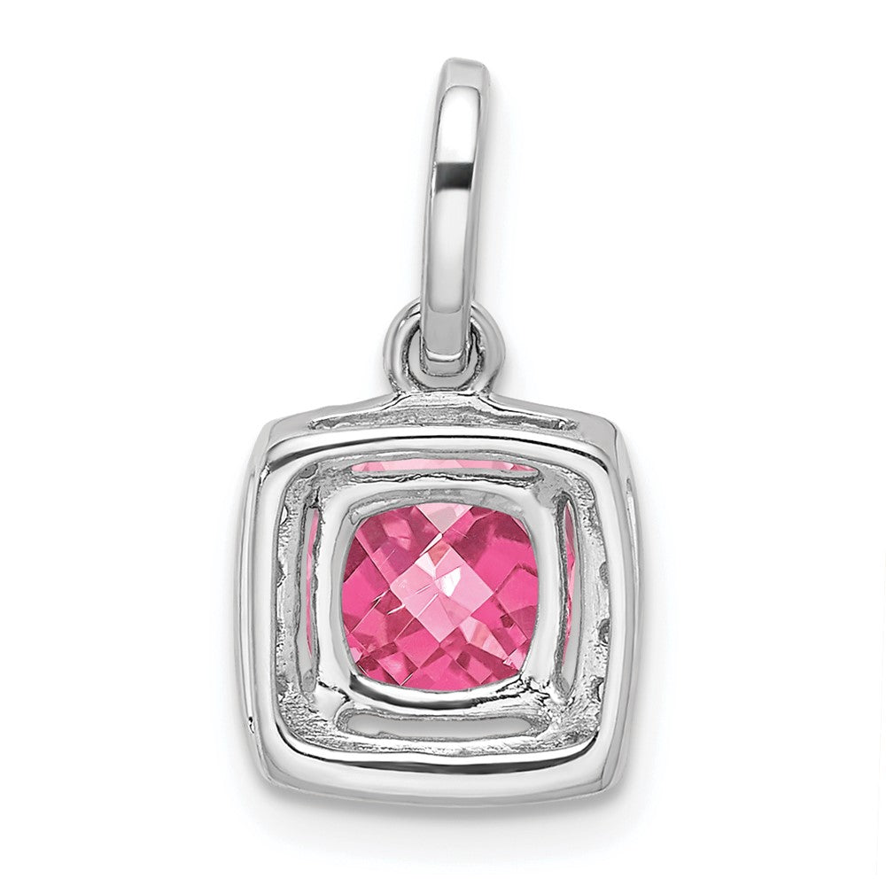 14k White Gold Pink Tourmaline & Diamond Pendant