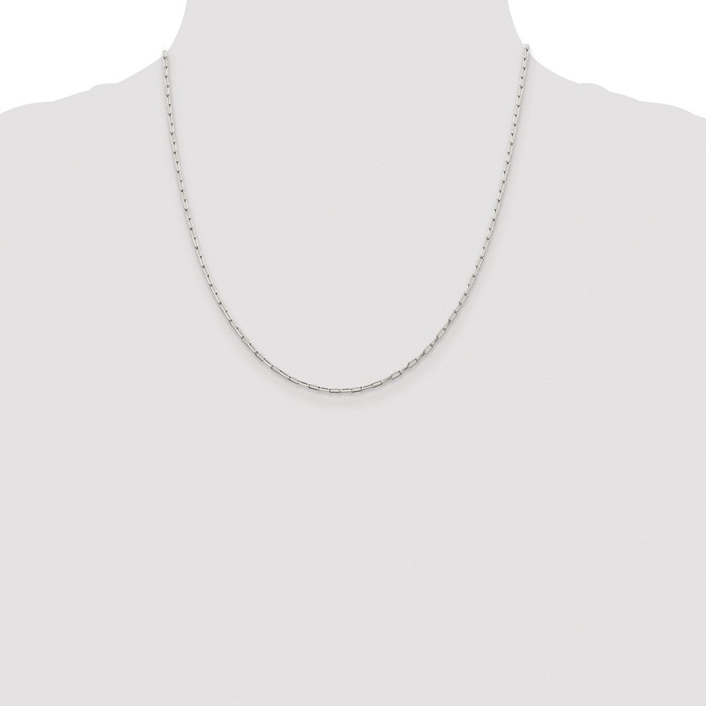 Sterling Silver Rhodium-plated 2mm Elongated Open Link Chain