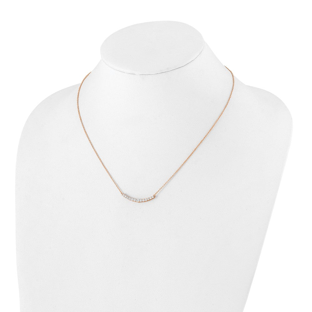 14k Rose Gold 1/2 carat Lab Grown Diamond VS/SI+ G+ 18 inch Fashion Bar Necklace