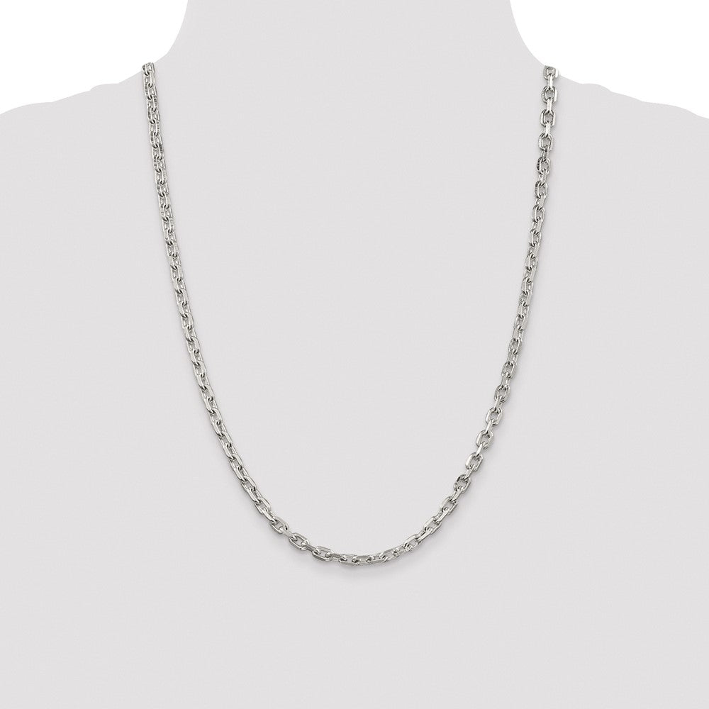 Sterling Silver Rhodium-plated 4.9mm Beveled Oval Cable Chain