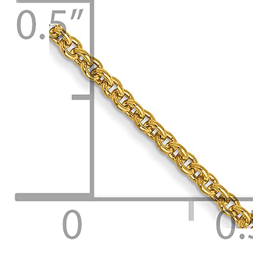 14K 10 inch 1.4mm Round Open Link Cable with Lobster Clasp Anklet