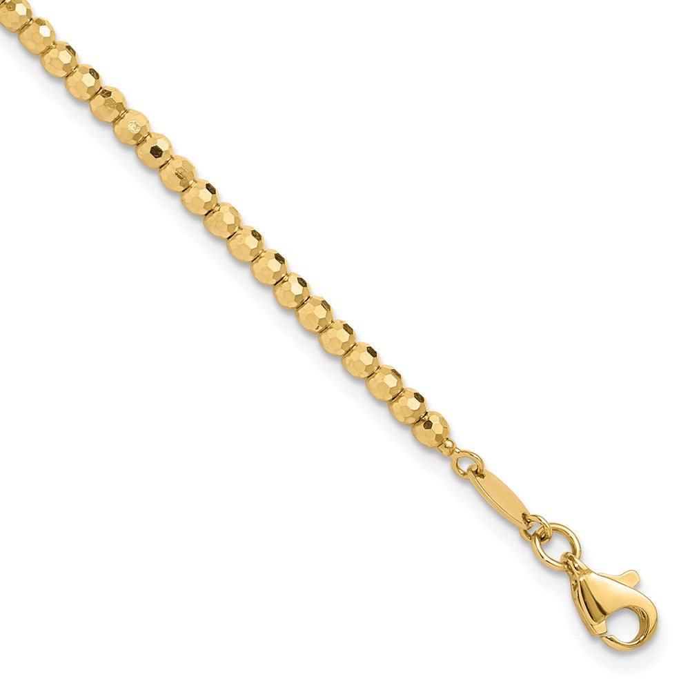 14K Polished and Diamond-cut Beaded Bracelet 7.5 inches