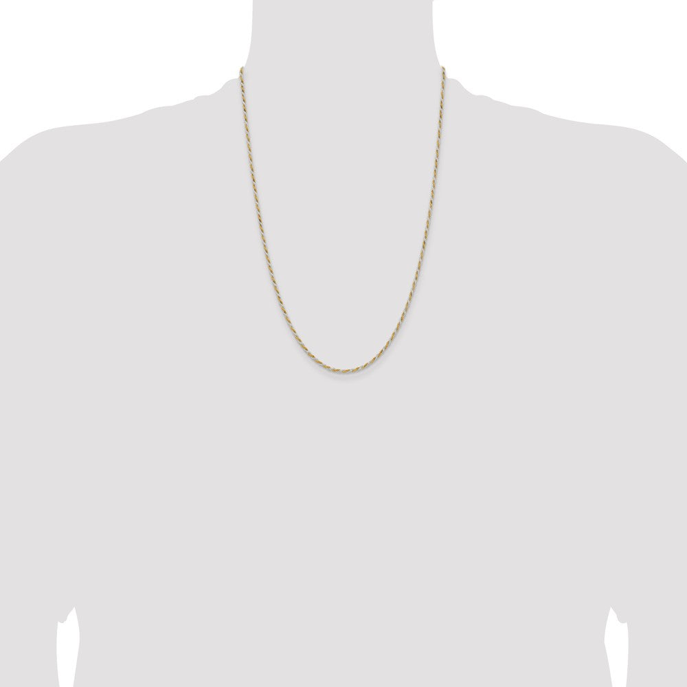 Sterling Silver And Vermeil 1.85mm Diamond-cut Rope Chain 24 Inches