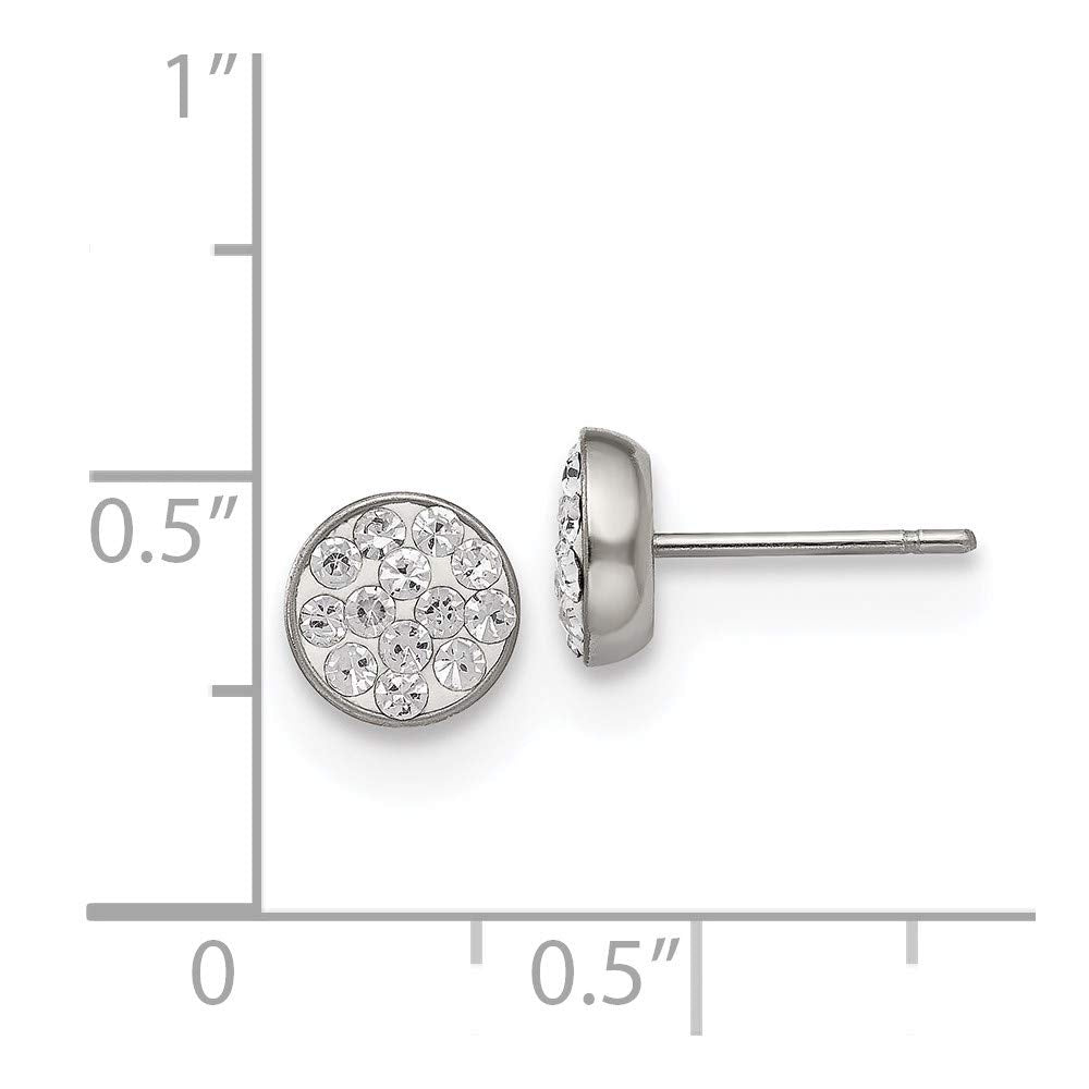 Stainless Steel Polished Clear Crystal Post Earrings
