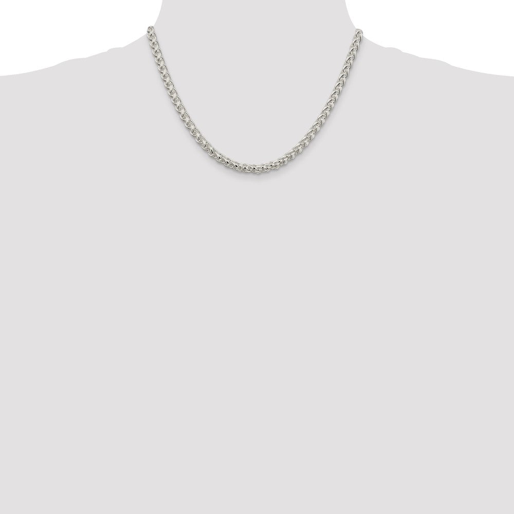 Sterling Silver 5mm Round Spiga Chain 18 Inches