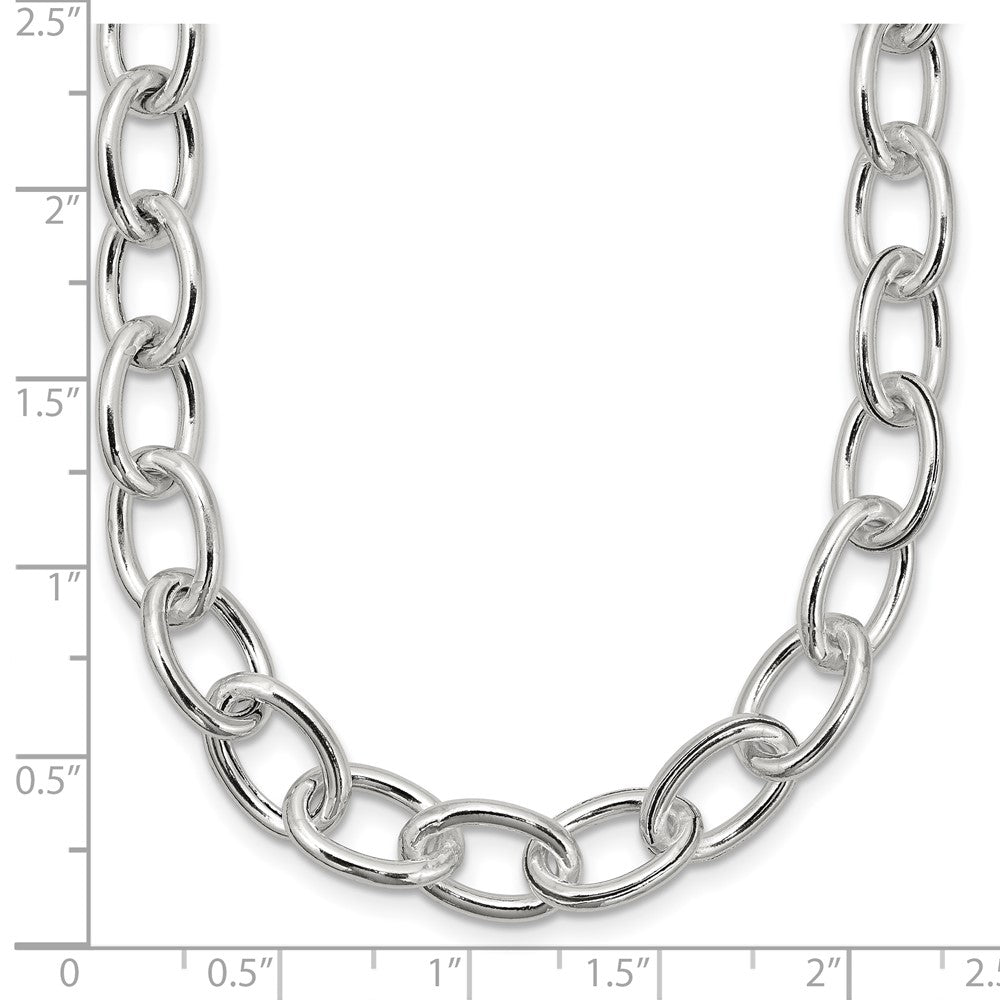 Sterling Silver Open Link Cable 8.50mm Necklace 18 Inches