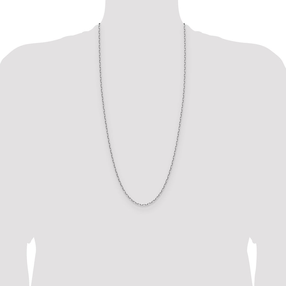 14k White Gold 2.1mm Solid Beveled Paperclip Chain