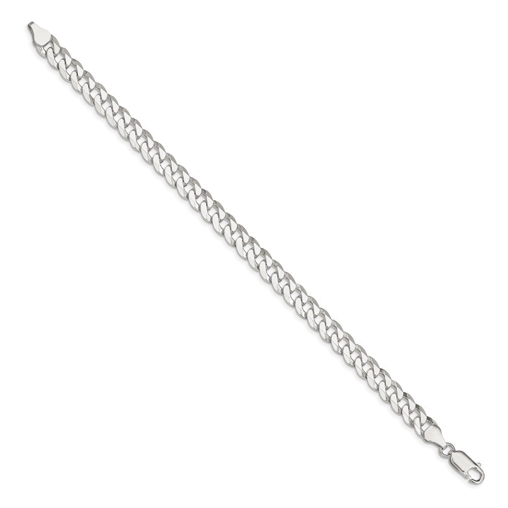 Sterling Silver 7mm Beveled Curb Chain 7 inches