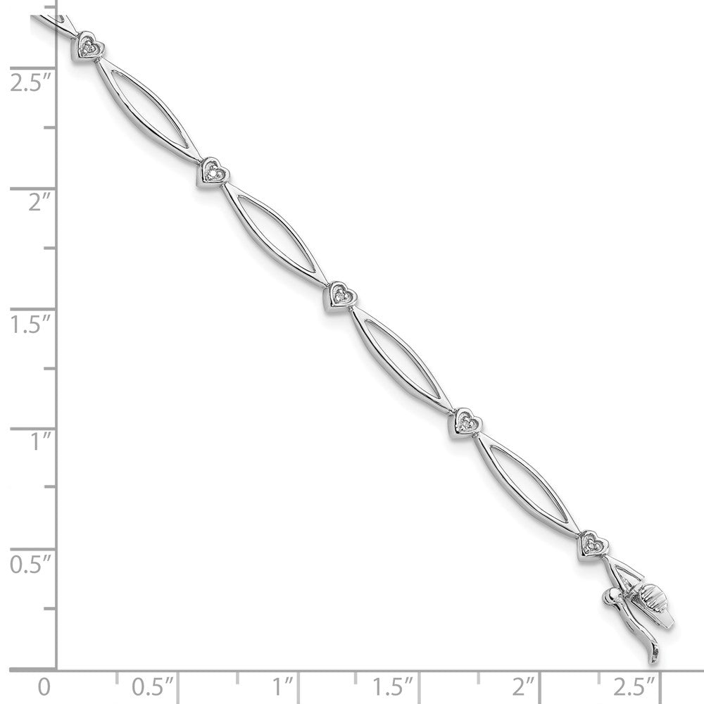 Sterling Silver Rhodium-plated Diam. Bracelet 7 inches