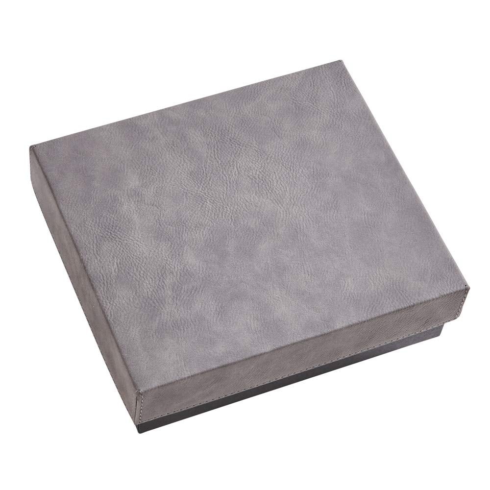 CGI Leatherette Box with 8 oz Flask and 2 Cups Grey..