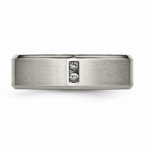 Titanium Brushed Center 1/20ct Diamond 7mm Band Size - 11