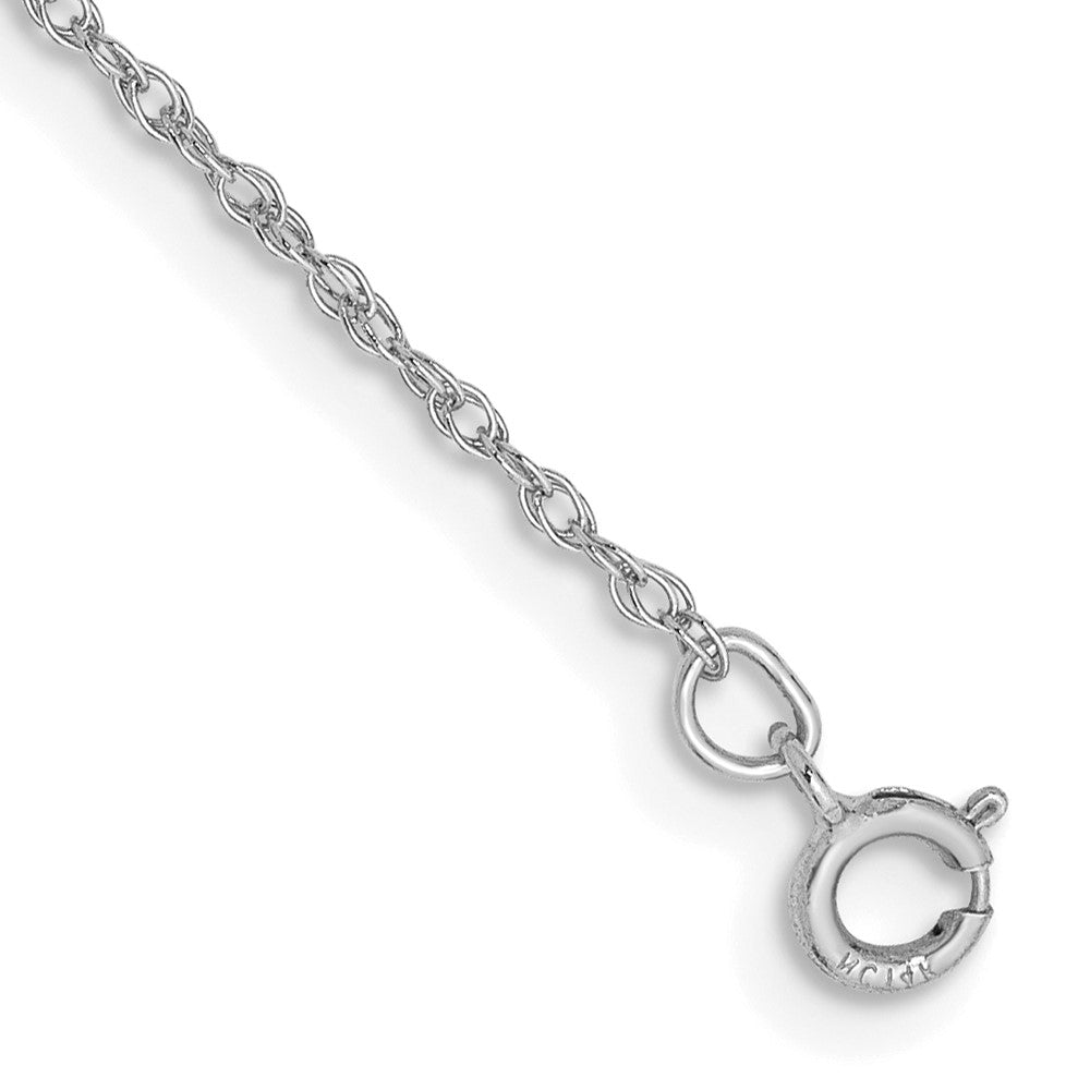 14K White Gold 9 inch .8mm Light Baby Rope with Spring Ring Clasp Anklet 9 inches