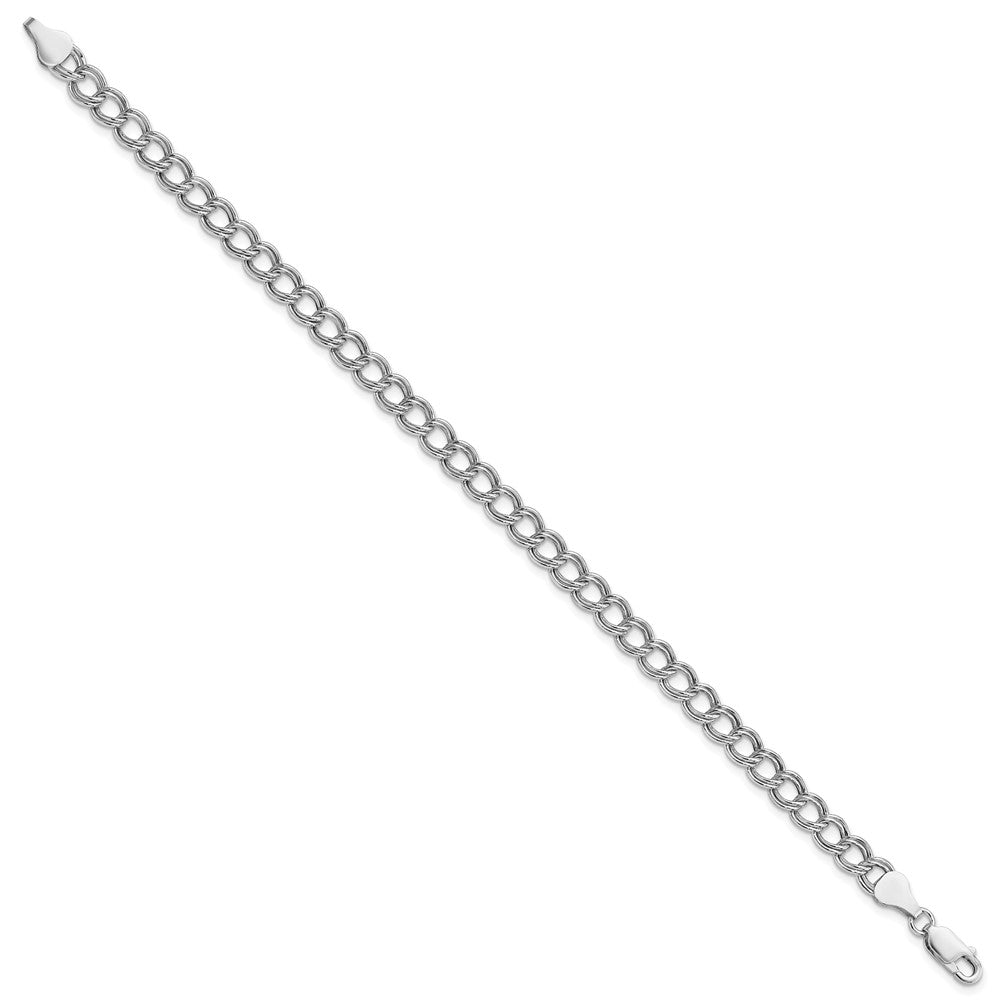Amore La Vita Sterling Silver Rhodium-plated Polished 6mm 8 inch Double Link with Lobster Clasp Charm Bracelet 8 inches