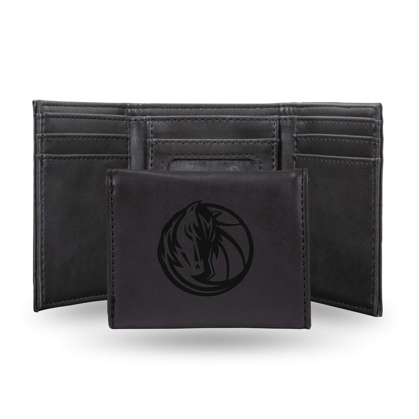 Basketball Rico Industries Dallas Black Laser Engraved Trifold Laser Engraved Tri-Fold Wallet - Men's Accessory