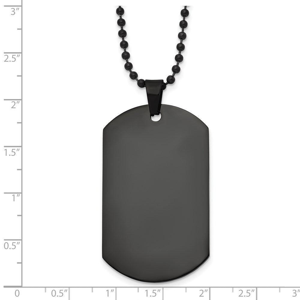 Stainless Steel Polished Black IP-plated Dog Tag 20in Necklace