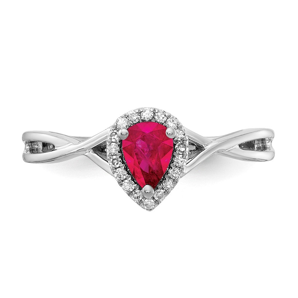 10k White Gold Ruby & Diamond Ring