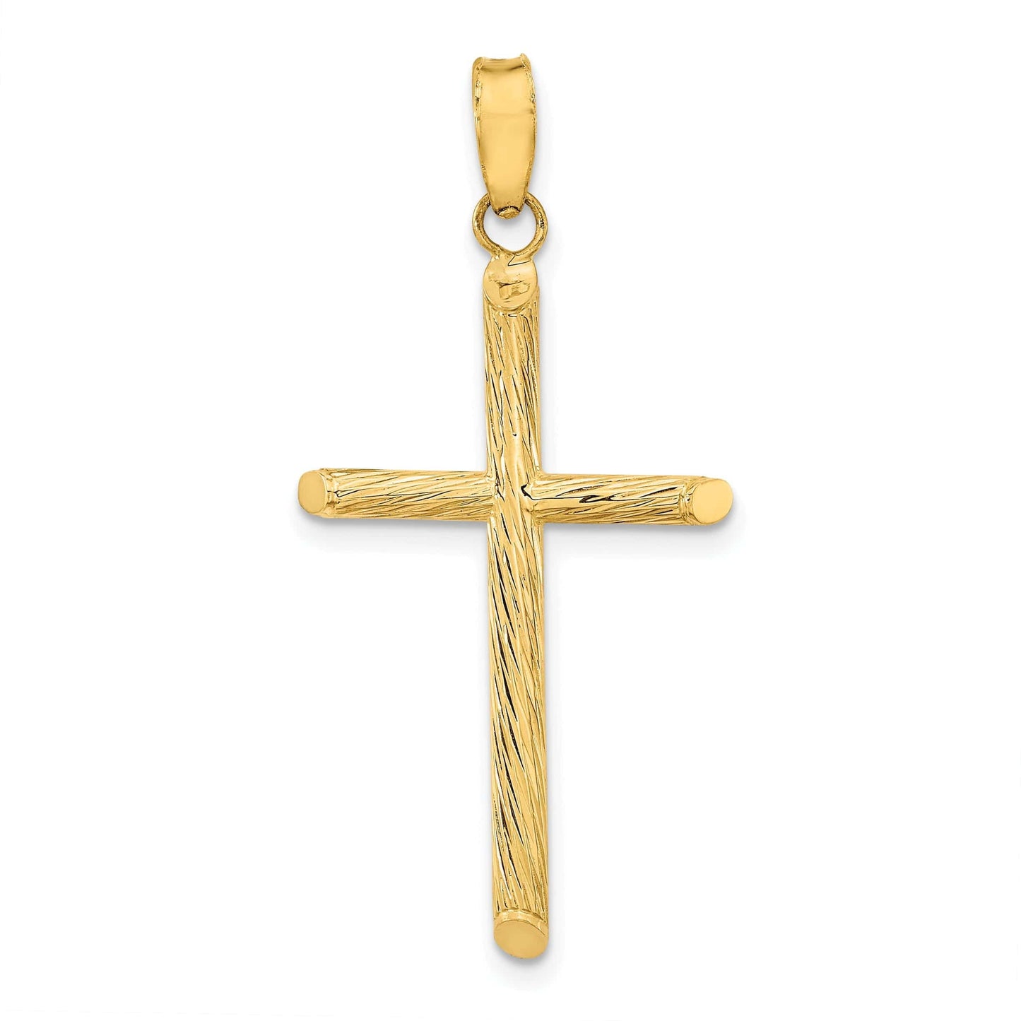 14K Yellow Gold Ornate Textured Fancy Latin Cross Pendant