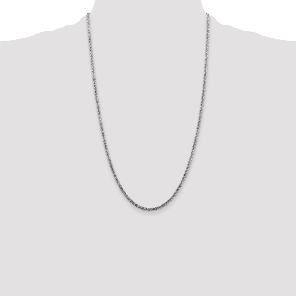 Sterling Silver Rhodium-plated 2.5mm Solid Rope Chain 26 Inches