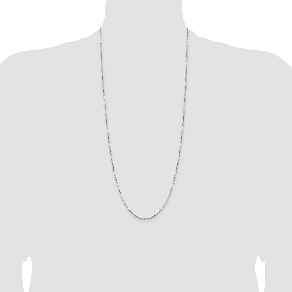 Sterling Silver Rhodium-plated 1.3mm Diamond-cut Round Box Chain