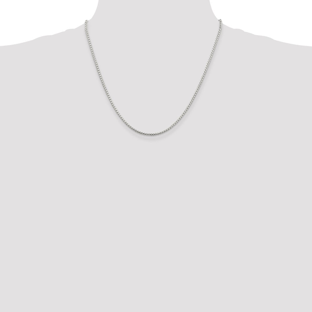 Sterling Silver 2mm Diamond-cut Round Box Chain 20 Inches