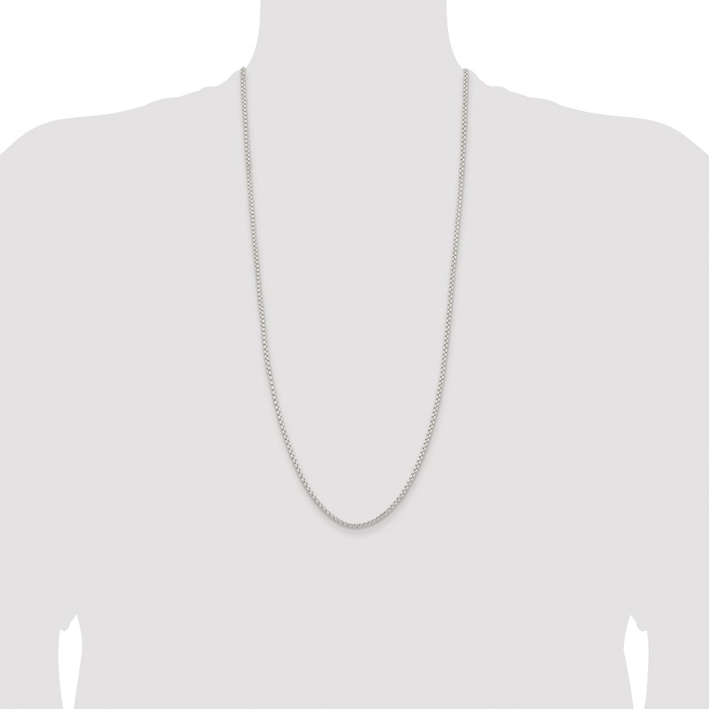 Sterling Silver Rhodium-plated 2.6mm Round Box Chain