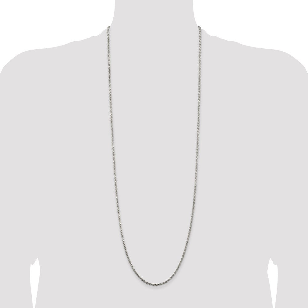 Sterling Silver 2.25mm Diamond-cut Rope Chain 36 Inches