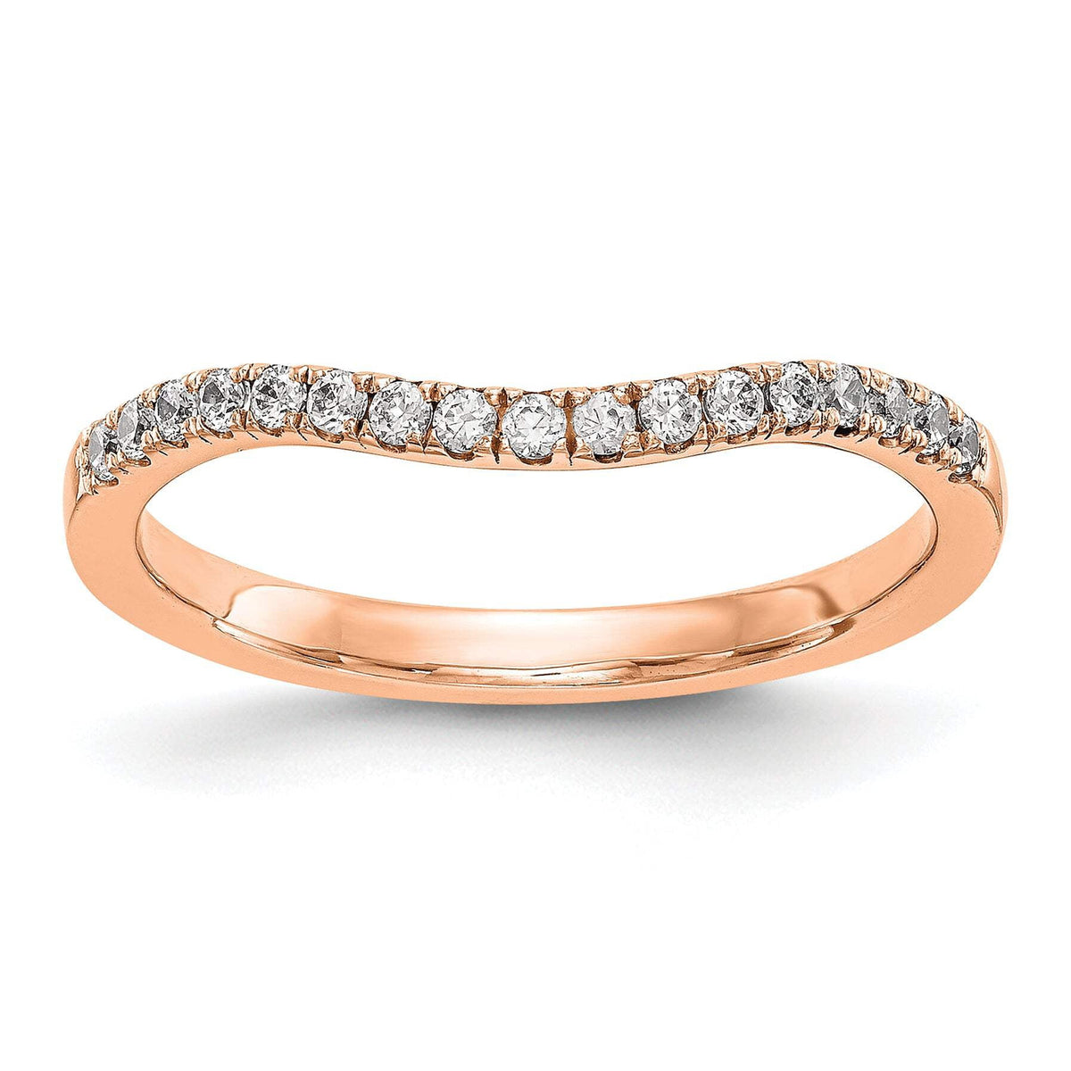 14k Rose Gold 1/5 carat Lab Grown Diamond VS/SI+ G+ Complete Curved Band
