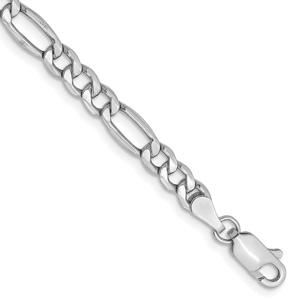 14K White Gold 7 inch 4.4mm Semi-Solid Figaro with Lobster Clasp Bracelet 7 inches
