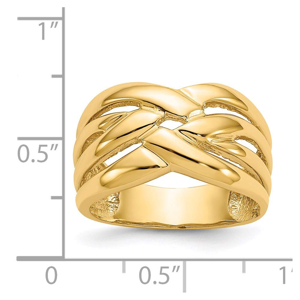 14k High Polished Woven Dome Ring Size 7