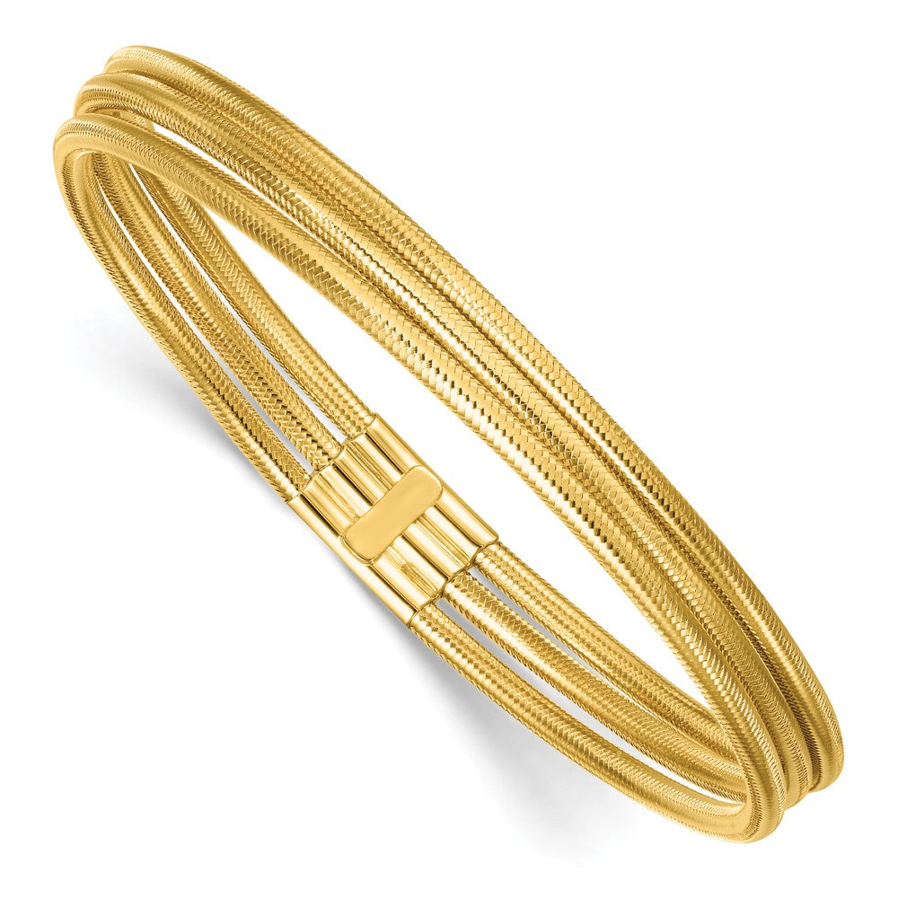 14k Polished Three Strand Mesh Stretch Bracelet