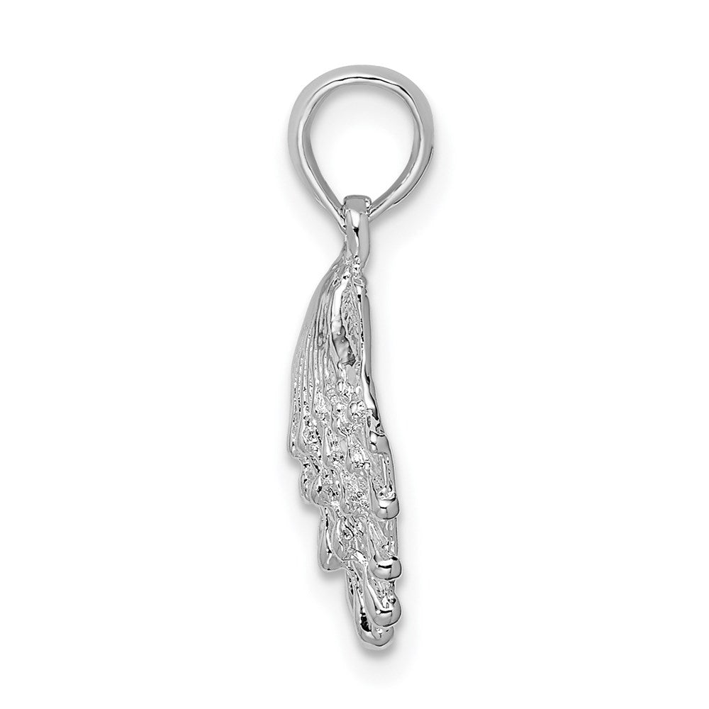 De-Ani Sterling Silver Rhodium-Plated Polished Lions Paw Shell Pendant