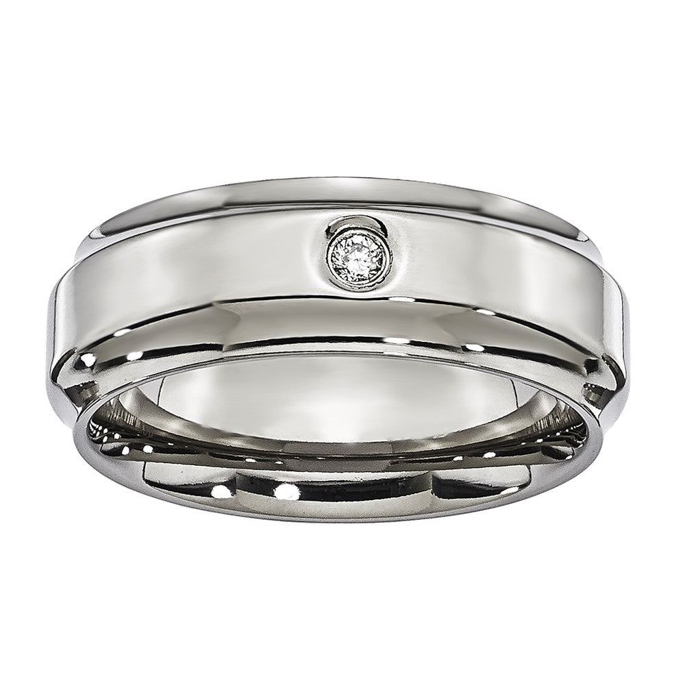 Titanium 7mm Scooped Egde with 0.05ct Diamond Band
