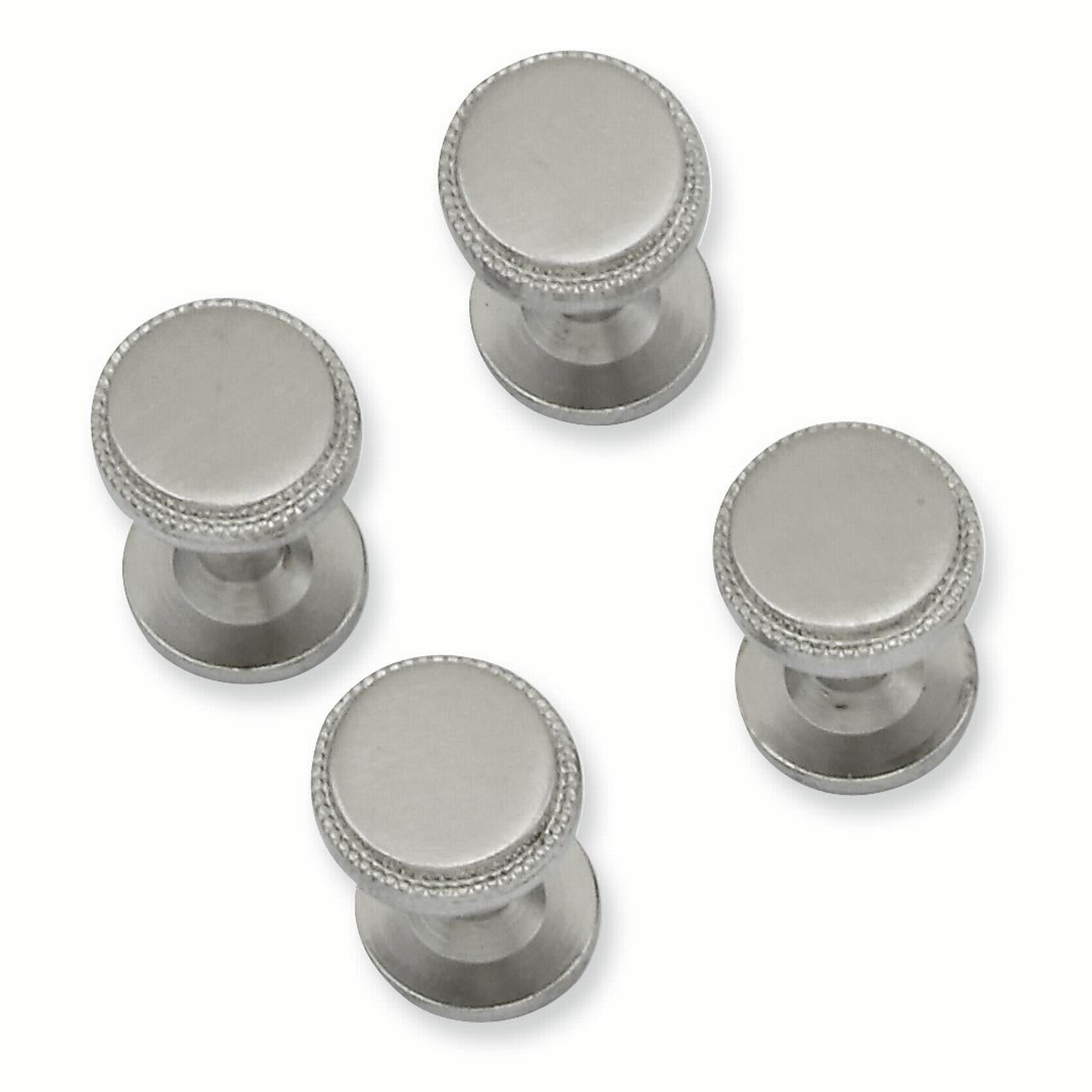 Rhodium-plated Four Piece Florentine Beaded Tuxedo Studs KW591