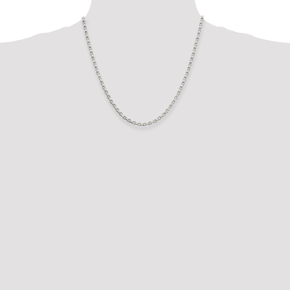 Sterling Silver 3.5mm Diamond-cut Rolo Chain 20 Inches