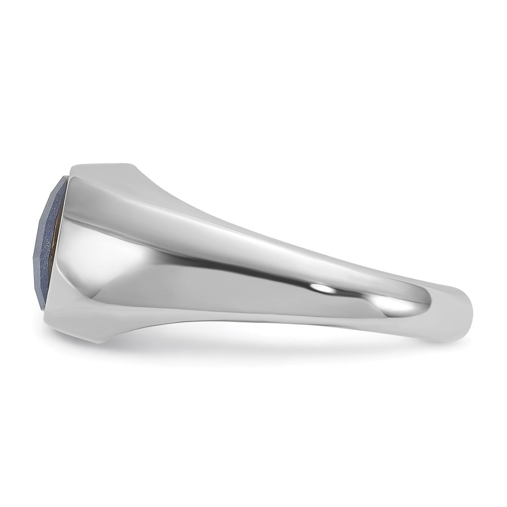 14k White Gold IBGoodman Men's Sapphire Doublet Stone Complete Ring