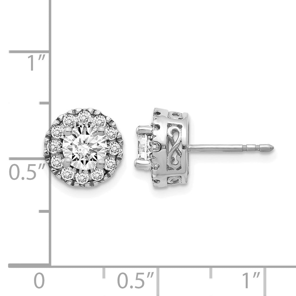 14K White Gold 1/2 Carat Diamond Semi-Mount Halo Stud Earrings (Holds 2 x 6.5mm Stones)