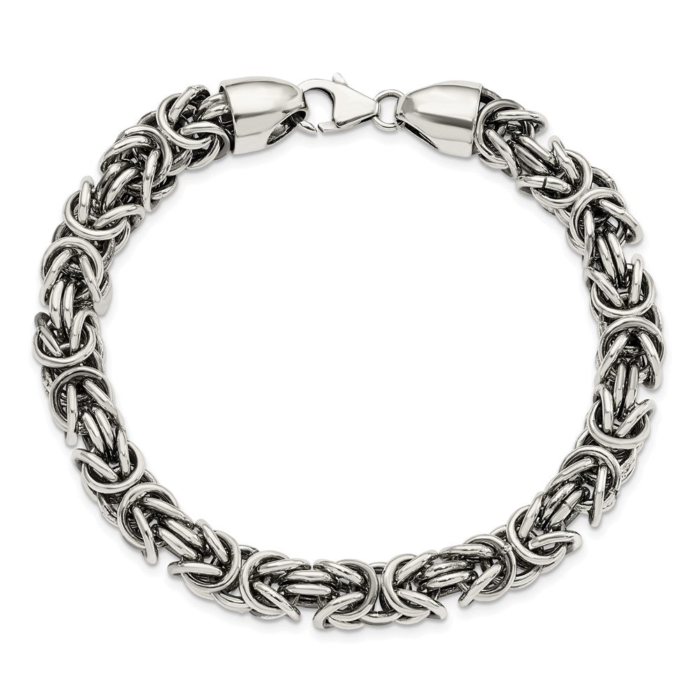 Sterling Silver Polished & Antiqued 8.5in Byzantine Bracelet 8.5 inches