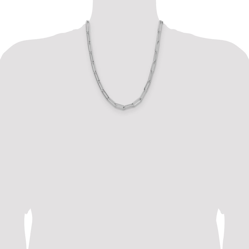 Sterling Silver Rhodium-plated Polished 6.5mm Paperclip Chain